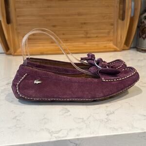 Lacoste Suede purple Driving Shoes boat shoes loafers flats size 7 preppy
